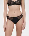 Simone Perele Delice Embroidered Thong In Gem Black