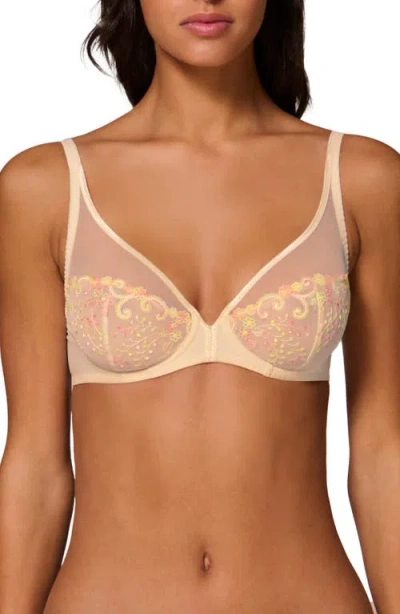 Simone Perele Delice Sheer Underwire Plunge Bra In Brown