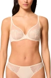 Simone Perele Delice Sheer Underwire Plunge Bra In Neutral