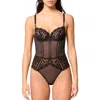 Simone Perele Embroidered Bodysuit In Brown