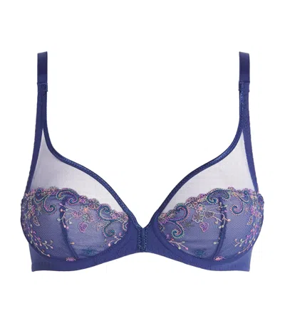 Simone Perele Embroidered Plunge Delice Bra In Blue