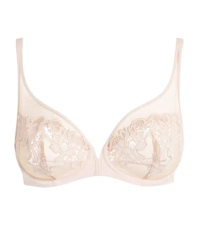 Simone Perele Embroidered Saga Plunge Bra In Pink