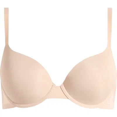 Simone Perele Essentiel Padded Underwire Plunge Bra In Peau Rose