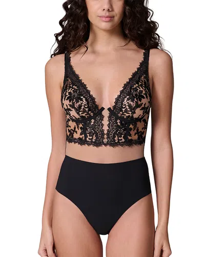 Simone Perele Fantasme Embroidered Lace Bodysuit In Black