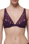 Simone Perele Festive Triangle Underwire Plunge Bra In Euphoria Purple