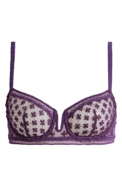 Simone Perele Hortense Embroidered Underwire Demi Bra In Euphoria Purple