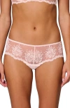 Simone Perele Intrigue Floral Embroidered Boyshorts In Sakura Pink