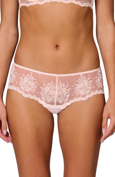 Simone Perele Intrigue Floral Embroidered Boyshorts In Sakura Pink
