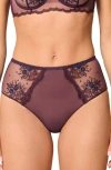 Simone Perele Intrigue Floral Embroidered Briefs In Purple