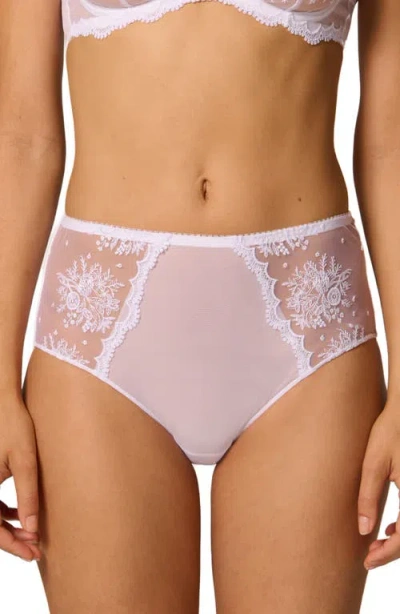 Simone Perele Intrigue Floral Embroidered Briefs In White
