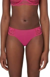 Simone Perele Intrigue Floral Embroidered Tanga In Disco Pink
