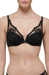 Simone Perele Bloom Embroidered Underwired Stretch-woven Push-up Bra In Black