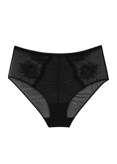 Simone Perele Simone Pérèle Intrigue High-waist Embroidered Tulle Briefs In Black
