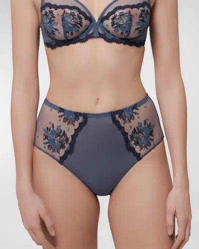 SIMONE PERELE INTRIGUE RUCHED EMBROIDERED RETRO BRIEFS