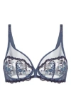 Simone Perele Intrigue Sheer Full Coverage Underwire Plunge Bra In Blue