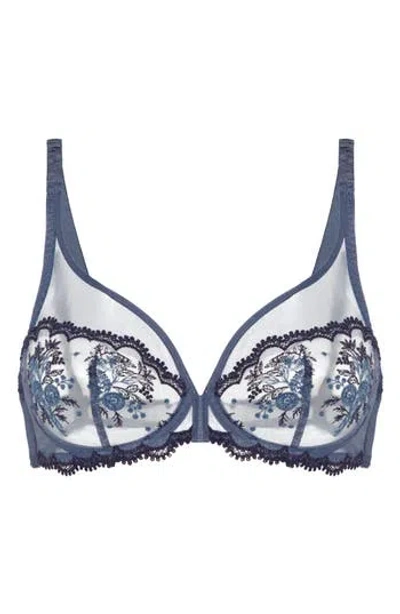 Simone Perele Intrigue Sheer Full Coverage Underwire Plunge Bra In Blue