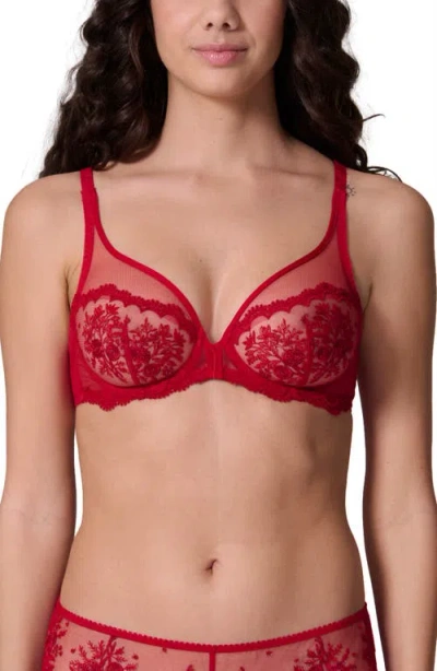 Simone Perele Intrigue Sheer Full Coverage Underwire Plunge Bra In Brown