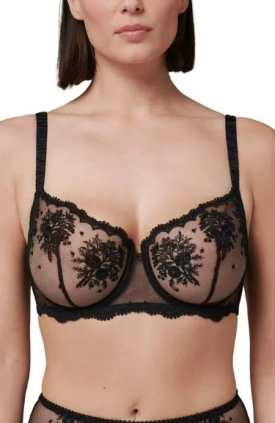 Simone Perele Intrigue Sheer Underwire Demi Bra In Black