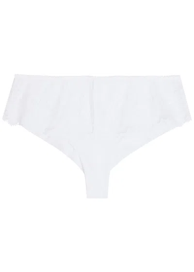 Simone Perele Simone Pérèle Intrigue Tanga Embroidered Tulle Shorty Briefs In White