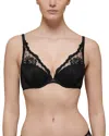 Simone Perele Bloom Embroidered Underwired Stretch-woven Push-up Bra In Black