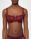 Simone Perele Karma Underwire Lace Demi Bra In Spinel Red