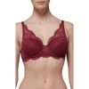 Simone Perele Karma Underwire Lace Demi Bra In Spinel Red
