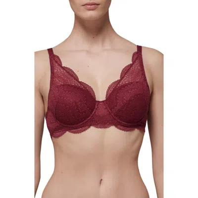 Simone Perele Karma Underwire Lace Demi Bra In Spinel Red