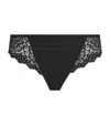 Simone Perele Caresse Lace-side Cheeky Tanga In Black