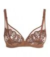 Simone Perele Lace Full-cup Plunge Saga Bra In Tender Brown