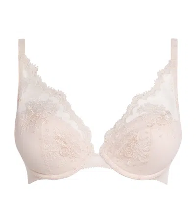 Simone Perele Lace Intrigue Plunge Push-up Bra In Pink