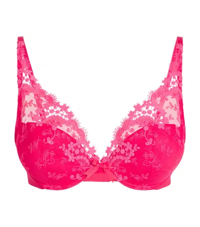 Simone Perele Lace Plunging Wish Push-up Bra In Pink