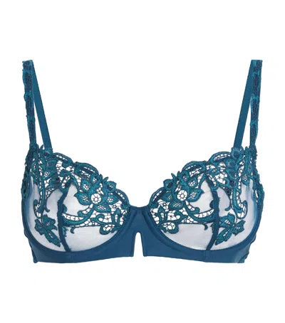Simone Perele Lace Saga Half-cup Bra In Blue