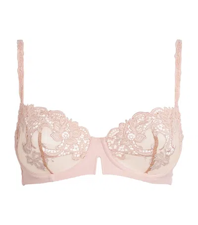 Simone Perele Lace Saga Half-cup Bra In Pink