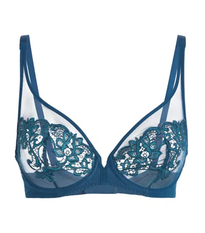 Simone Perele Lace Saga Plunge Bra In Blue