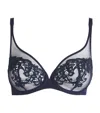 Simone Perele Lace Saga Plunge Underwired Bra In Blue