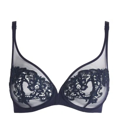 Simone Perele Lace Saga Plunge Underwired Bra In Blue