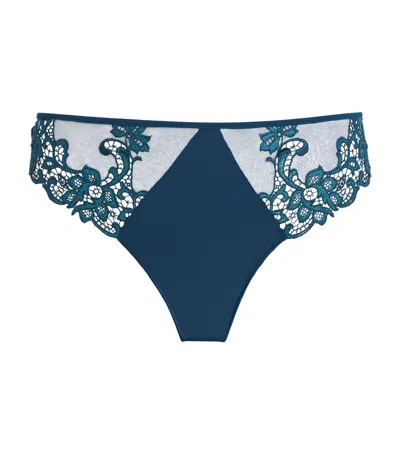 Simone Perele Lace-trim Saga Thong In Blue