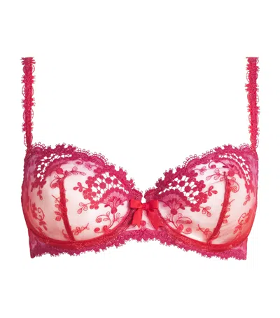 Simone Perele Lace Wish Balconette Bra In Red
