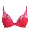 Simone Perele Lace Wish Plunge Push-up Bra In Red