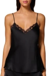 Simone Perele Love Me Lace Trim Silk Blend Camisole In Black