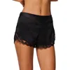 Simone Perele Love Me Lace Trim Silk Blend Shorts In Black