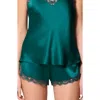 Simone Perele Love Me Lace Trim Silk Blend Shorts In Green