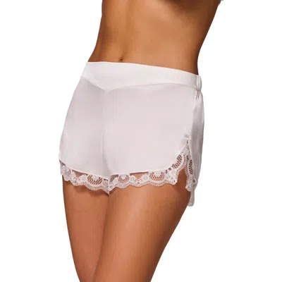 Simone Perele Love Me Lace Trim Silk Blend Shorts In Ivory