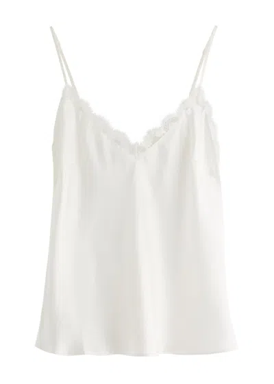 Simone Perele Simone Pérèle Love Me Lace-trim Silk-satin Camisole Top In Ivory