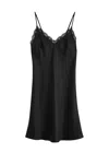 Simone Perele Love Me Night Lace Trim Silk Blend Chemise In Black