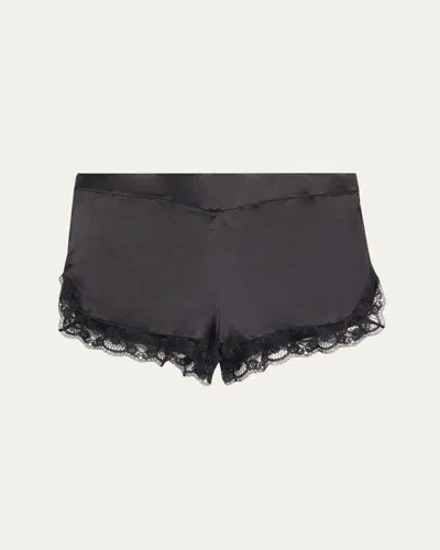 Simone Perele Love Me Lace-trim Silk Sleep Shorts In Black