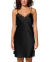 Simone Perele Love Me Night Lace Trim Silk Blend Chemise In Black