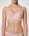 SIMONE PERELE MARTHE FLORAL-EMBROIDERED MESH DEMI BRA