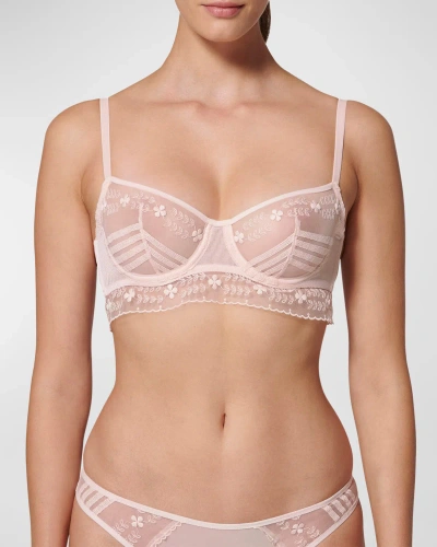 SIMONE PERELE MARTHE FLORAL-EMBROIDERED MESH DEMI BRA