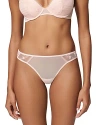 Simone Perele Marthe Embroidered Mesh Tanga In Petal Powder